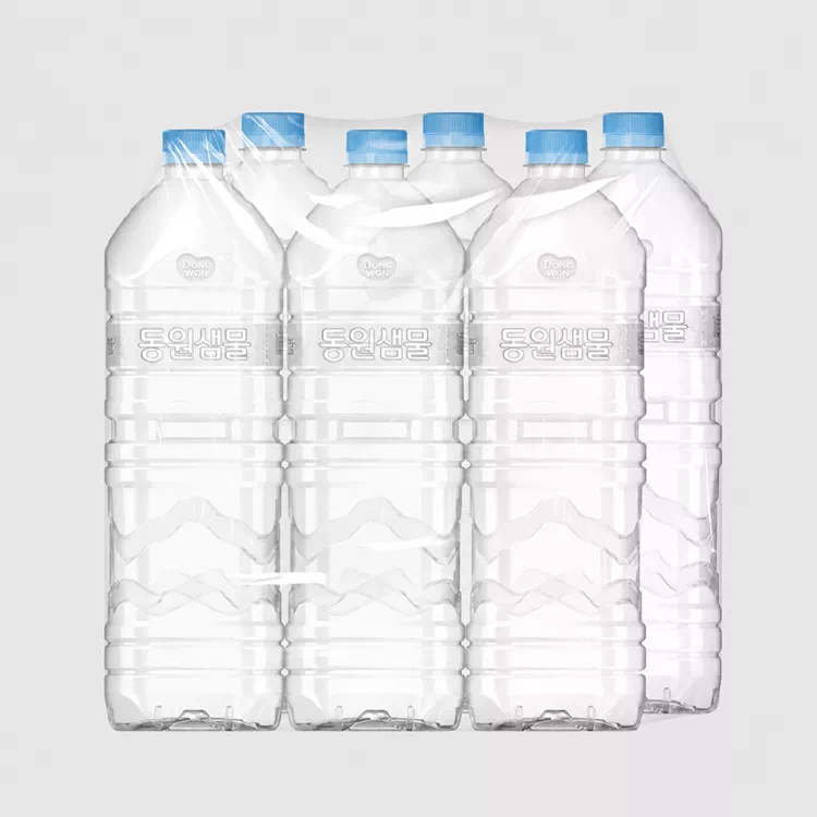 동원샘물 무라벨 생수 2L 6병 팩 제품 사진