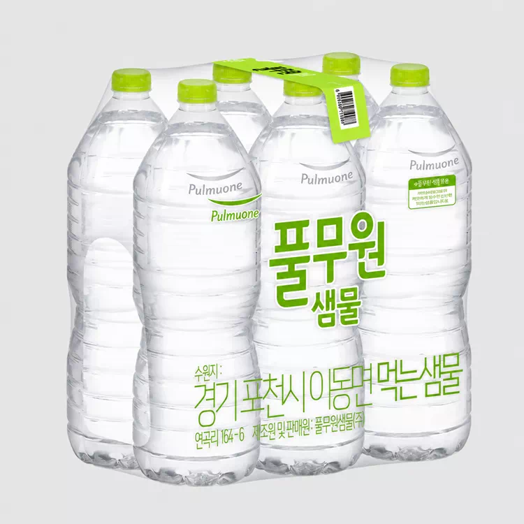 풀무원샘물 무라벨 생수 2L 6병 팩 제품 사진