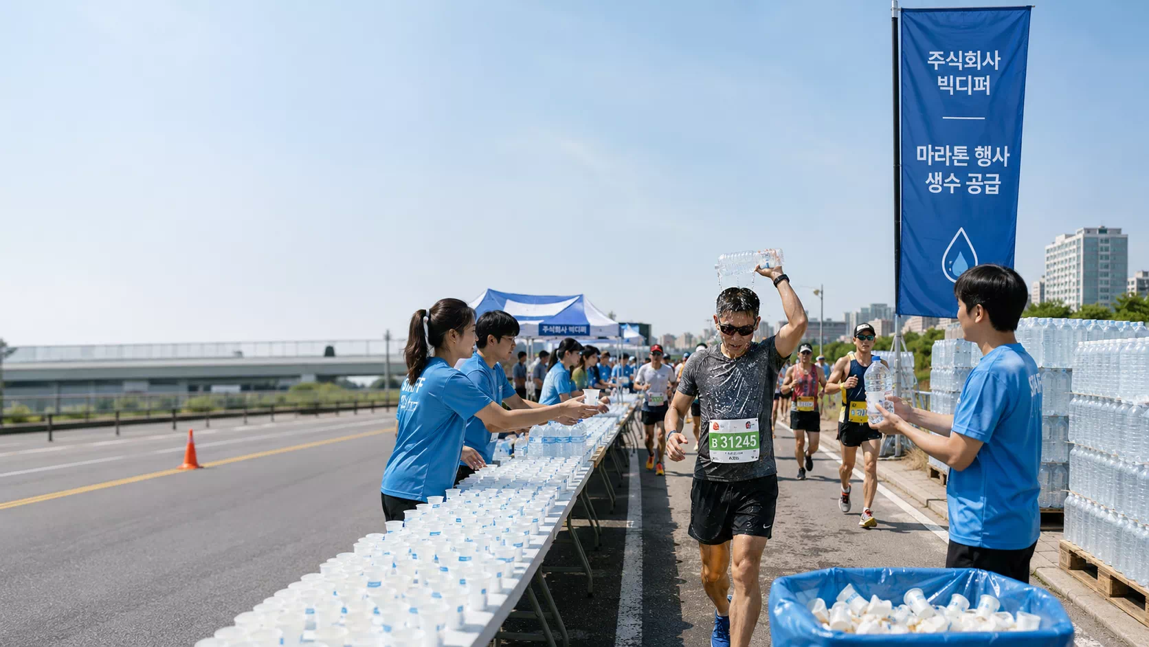 마라톤 대회 급수대 에브리워터 2L 대량공급