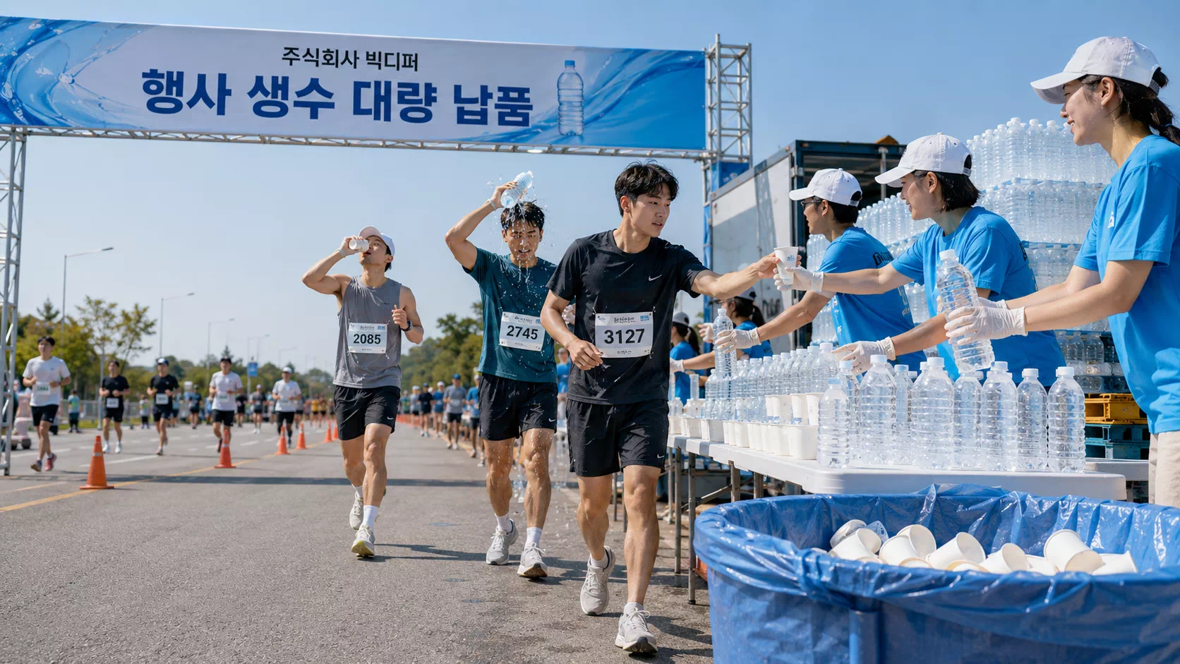 마라톤 행사생수 에브리워터 2L 급수지원 대량공급